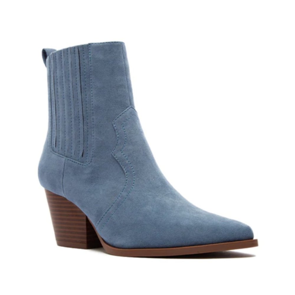 !! NEW !! Faux Suede Ankle Cowboy Boots in Ocean Blue - Picture 7 of 11